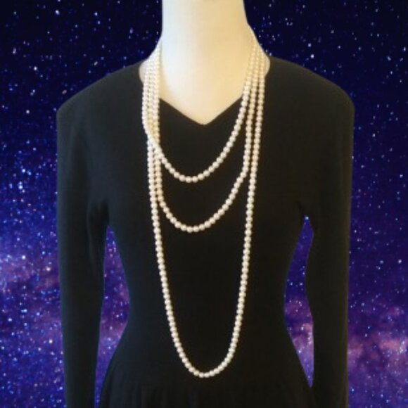 super long faux pearl necklace roaring twenties flapper versatile nice weight - Picture 1 of 16
